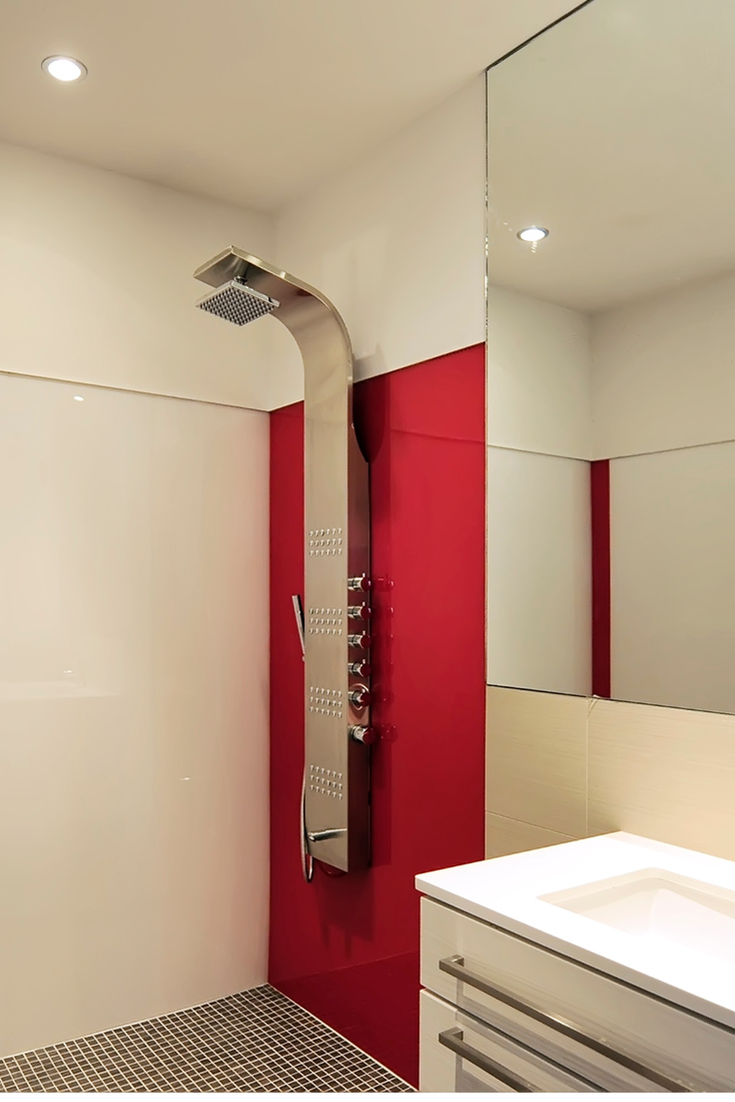 Red rouge high gloss shower wall panels canva