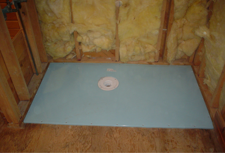 one level curbless shower base and waterproofing wet room system 