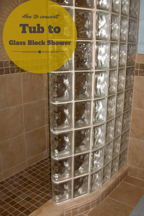 A curved glass block shower wall for a tub to shower conversion| Innovate Building Solutions