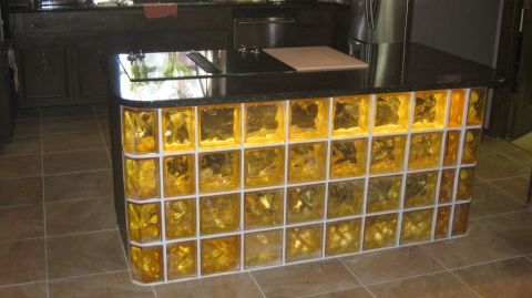 Colored glass block bar with lighting