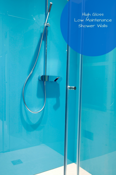 Euro inspired high gloss walls with contemporary chrome hand held shower | Innovate Building Solutions