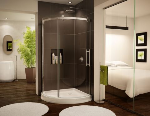 Curved sliding glass enclosure corner base 54 x 54 size