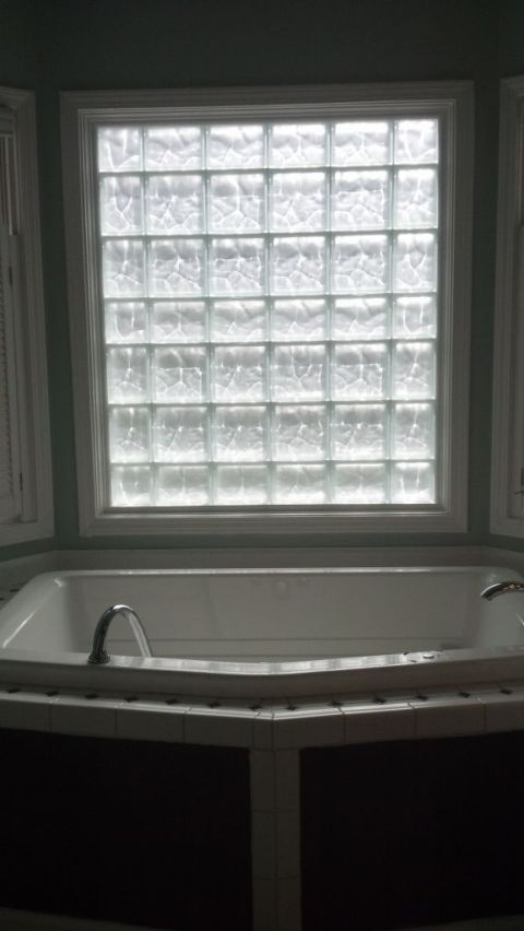 Inside view of frosted glass block window