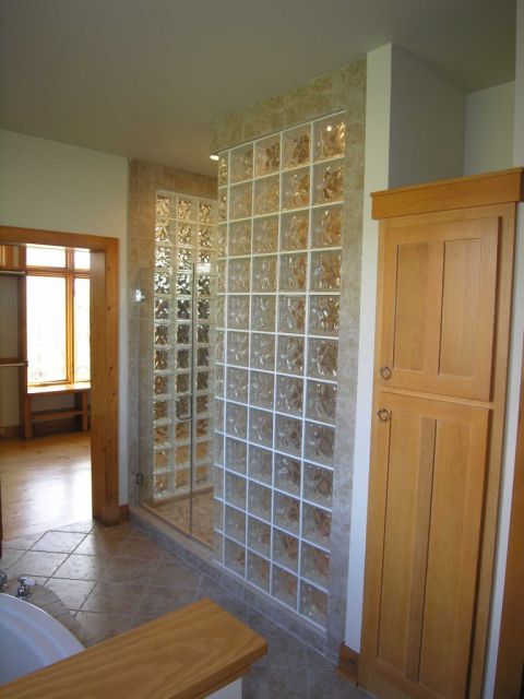 Glass block shower design