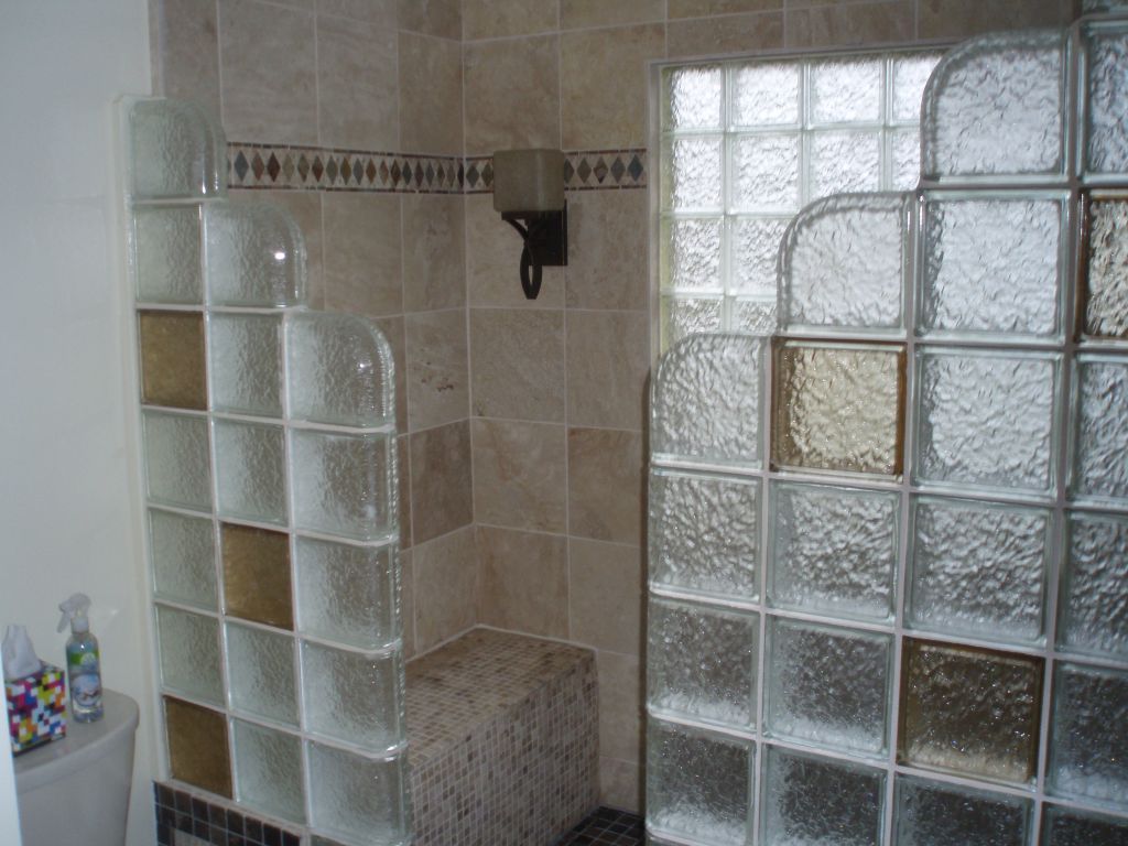 Glass block shower wall height & size Cleveland, Columbus ...