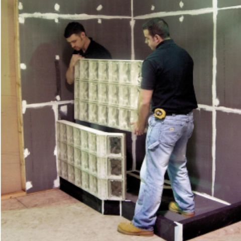 Prefab Angled Glass Block Walk In Shower Walls