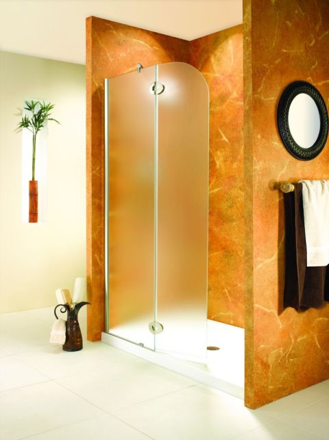 Shower screen in a obscure mist pattern with an acrylic base