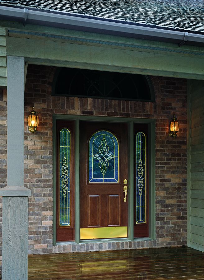 Decorative glass best sale front entry doors