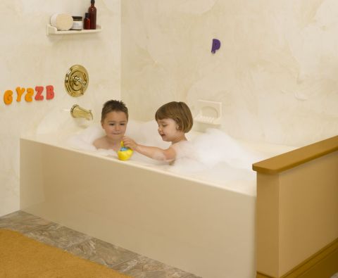 Acrylic bathtub used in a bathroom remodeling project