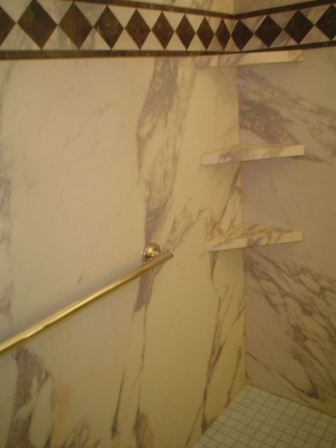 Close up view of new decorative Interior shower wall panels - Cleveland Ohio