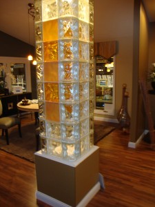 Colored and Frosted Glass Block Column