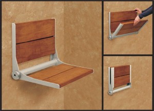 Brazilian walnut fold down shower seat 