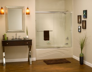 Bathroom improvement using bathtub liner & new acrylic wall surrounds