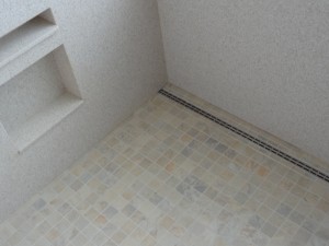 Expanded polystyrene shower base lower recessed niches quick drain