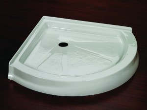 Arc shaped acrylic shower base available in 32" 36" and 40" sizes 