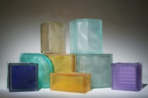 Frosted glass blocks in various sizes and shapes