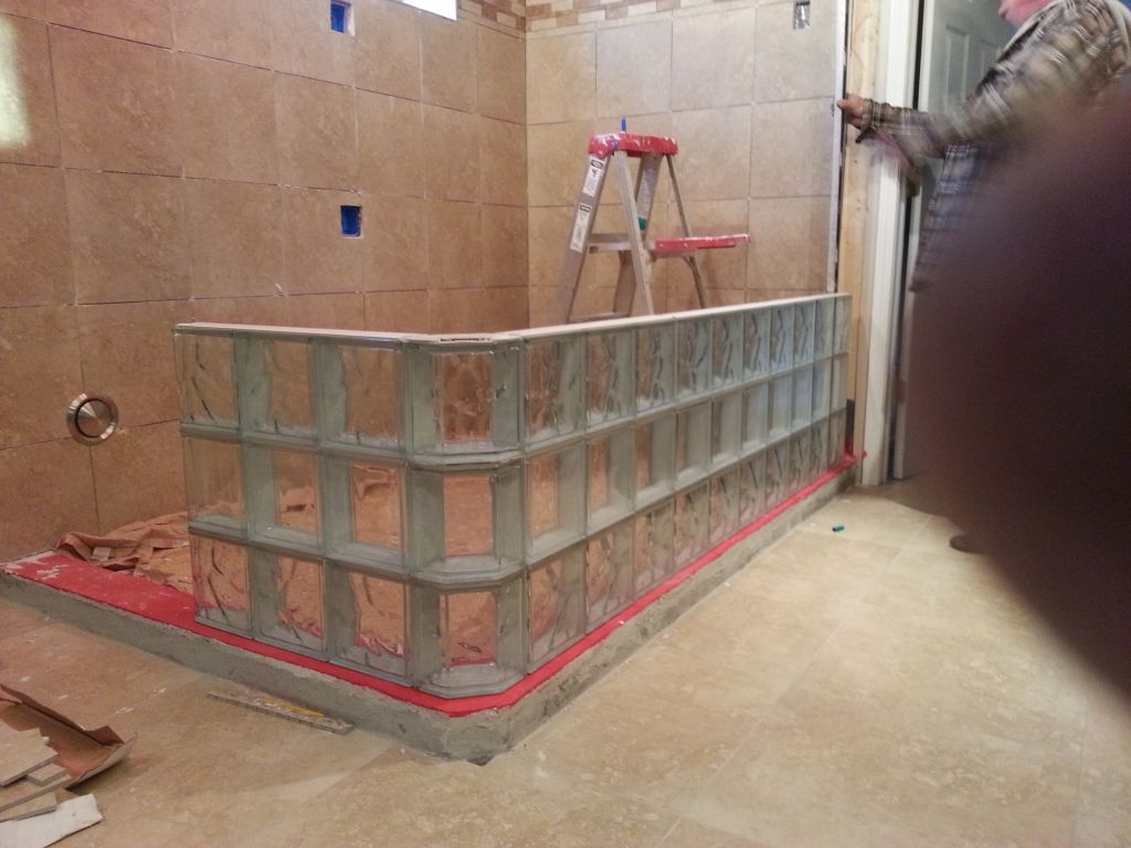 Glass Block Steam Shower with Thinner Glass Blocks in Atlanta Georgia