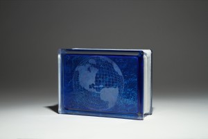 etched colored glass block