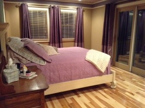Hickory wood floor in the bedroom remodel