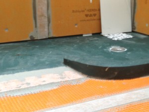 Schluter Kerdi wall board and Deitra floor system