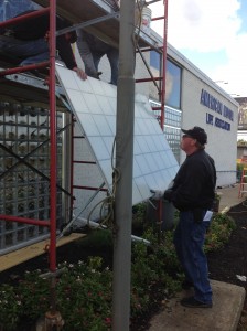 1" thick Kalwall translucent insulated panels during the installation process 