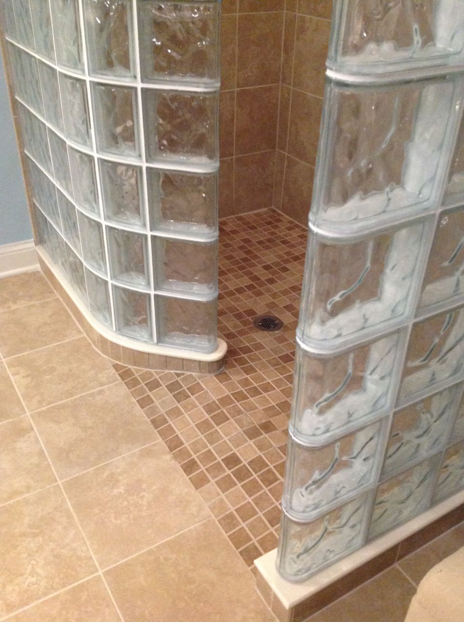 Ready for tile shower base for a glass block shower Columbus & Nationwide