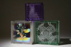 Colored and etched glass blocks 