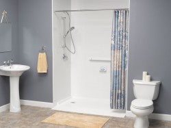 A tub converted to an accessible shower 