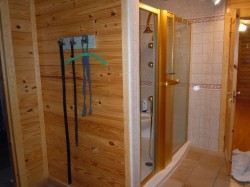 Before - Acrylic shower base and pivoting door system