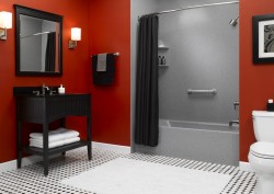 Decorative acrylic walls in a tub space 