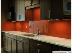 Back painted glass kitchen backsplash 