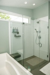 High gloss shower wall panels in an arctic white color 