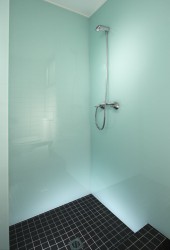 High gloss wall panels in a glacier color 