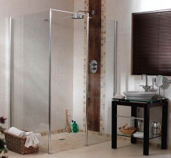 One level barrier free wet room shower 