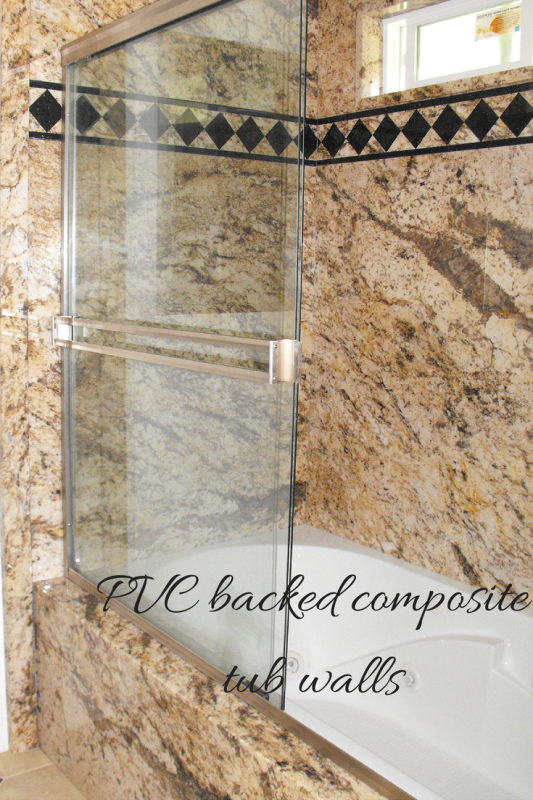 PVC backed composite tub walls golden beaches pattern 