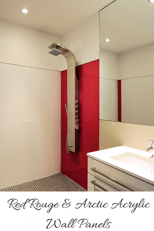 Red rouge and arctic white acrylic wall panels