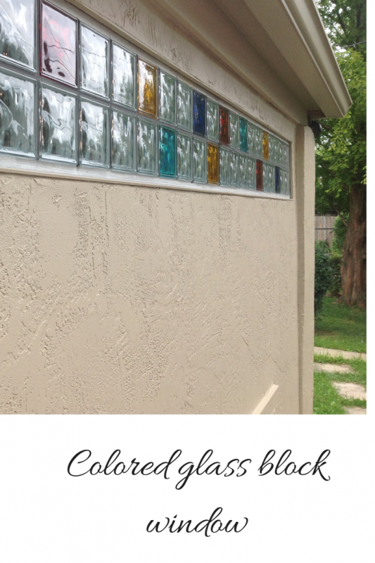 colored glass block window in a garage