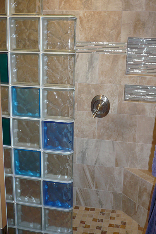 glass block colored shower mexico tile blocks alternative remodel durable alamos stylish los step grout walk down random innovatebuildingsolutions colors