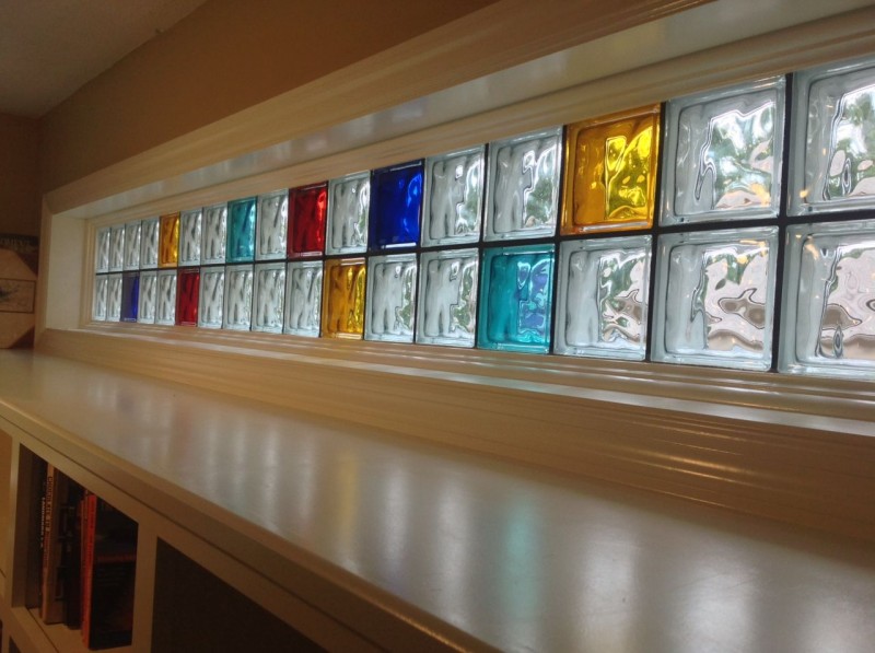 Piet Mondrian modern colored glass block window in Columbus Ohio - Innovate Building Solutioions 