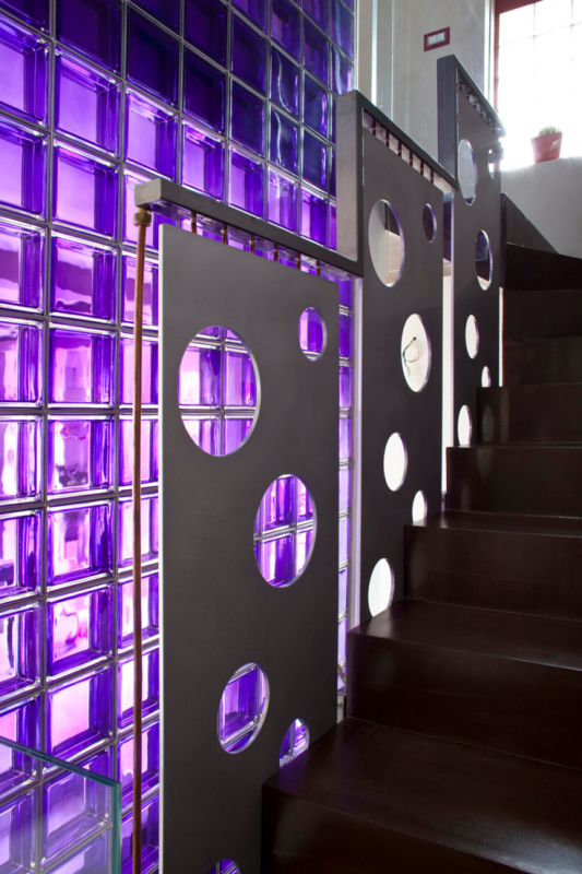 Modern hallway with glass blocks 