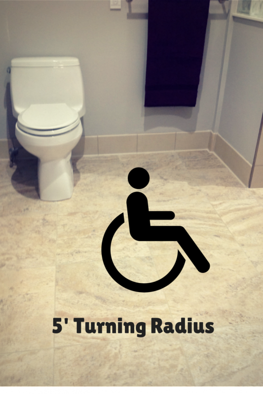 5 Foot turning radius for an accessible bathroom 