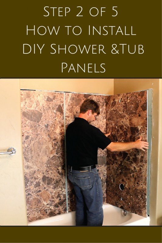 Step 2 cutting DIY shower and tub wall panels