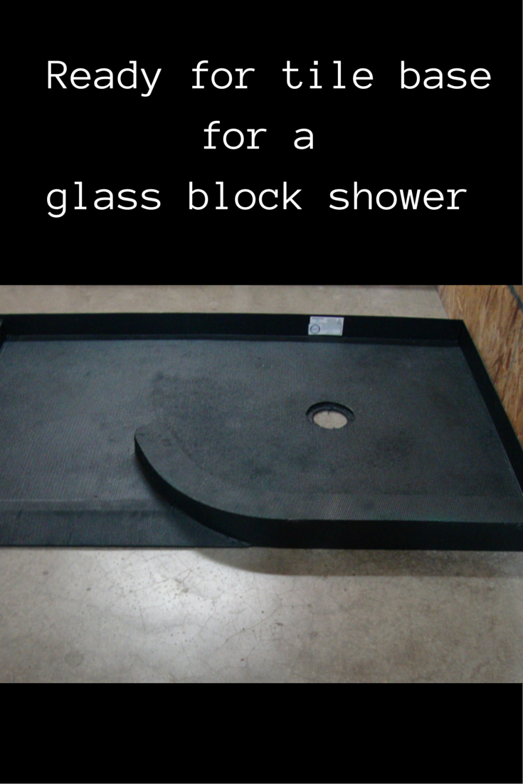 Ready for tile shower pan designed with a curved curb for a glass block shower wall | Innovate Building Solutions