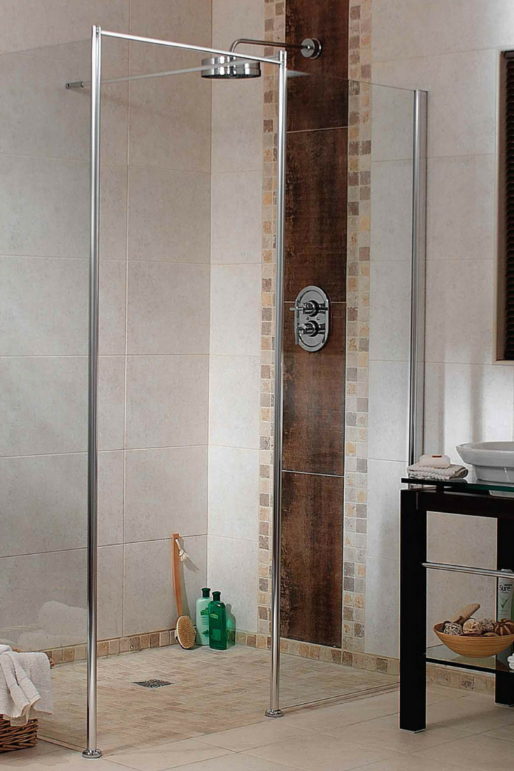 A one level wet room shower system in a small bathroom with a Euro design | Innovate Building Solutions