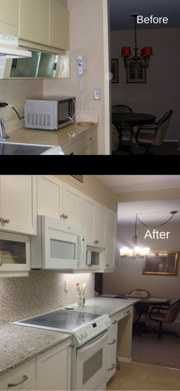 Galley style kitchen in lakewood in a high rise before and after 