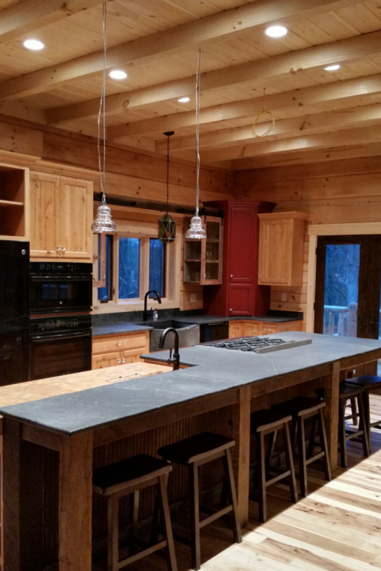 Soapstone countertops in a log cabin home in Quakertown Pennsylvania 