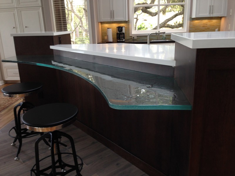 Raised Glass Countertops, Bars and Kitchens