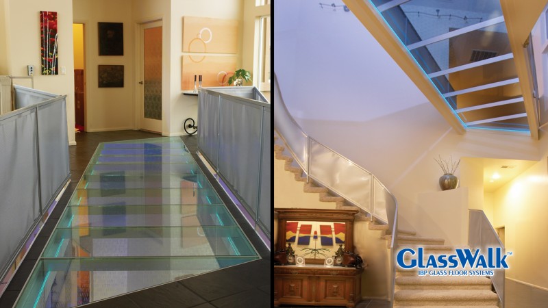 Different size and shape glass floor panels 