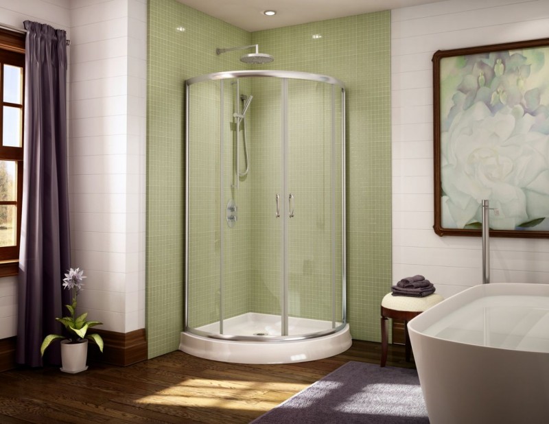 Unique curved acrylic shower base and glass enclosure system | Innovate Building Solutions