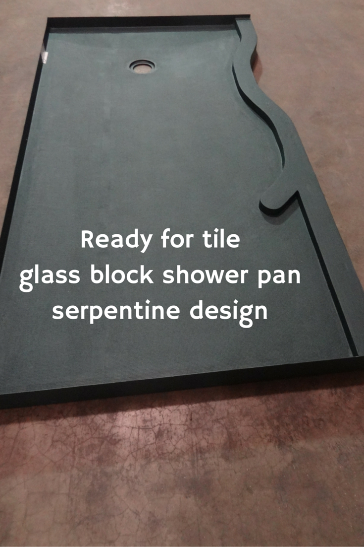 Ready for tileglass block shower pan in a serpentine design| Innovate Building Solutions 